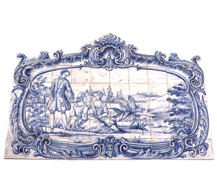 Important Panneau d'Azulejos en faïence émaillée - Portugal 19ème