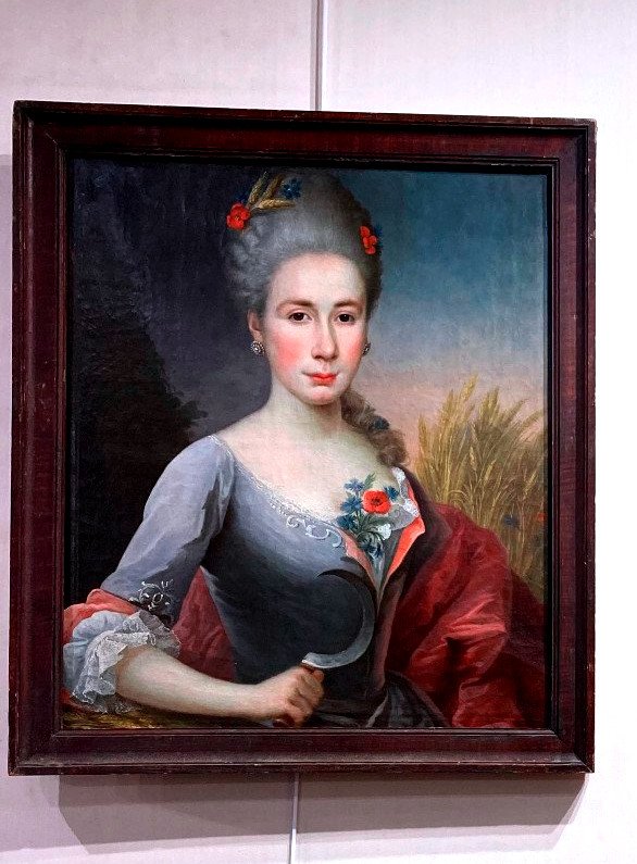 Ecole Française - XVIII ème Portrait de dame en déesse  Cérès - L .tocqué (attribué)