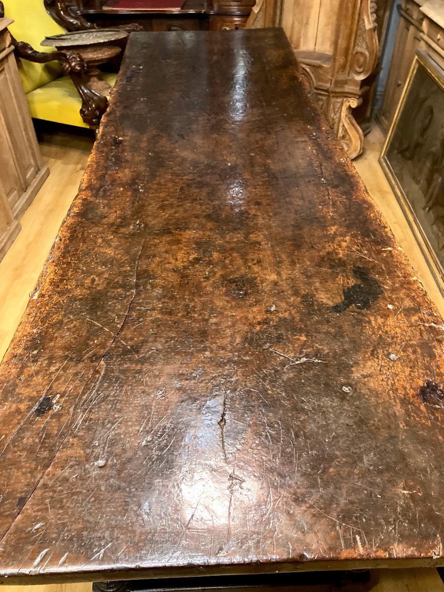 Importante Table En Chêne -plateau Monoxyle - XVIIème -photo-3