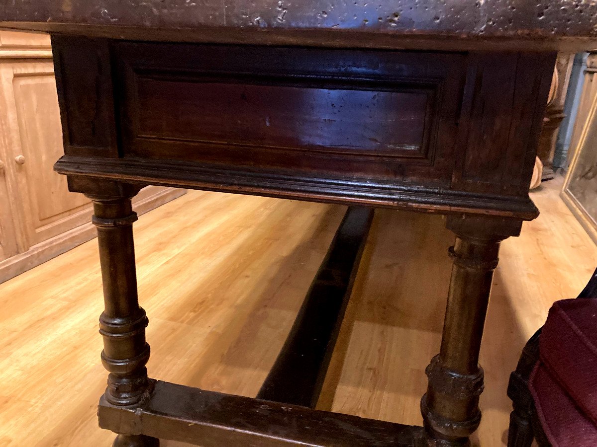 Importante Table En Chêne -plateau Monoxyle - XVIIème -photo-1
