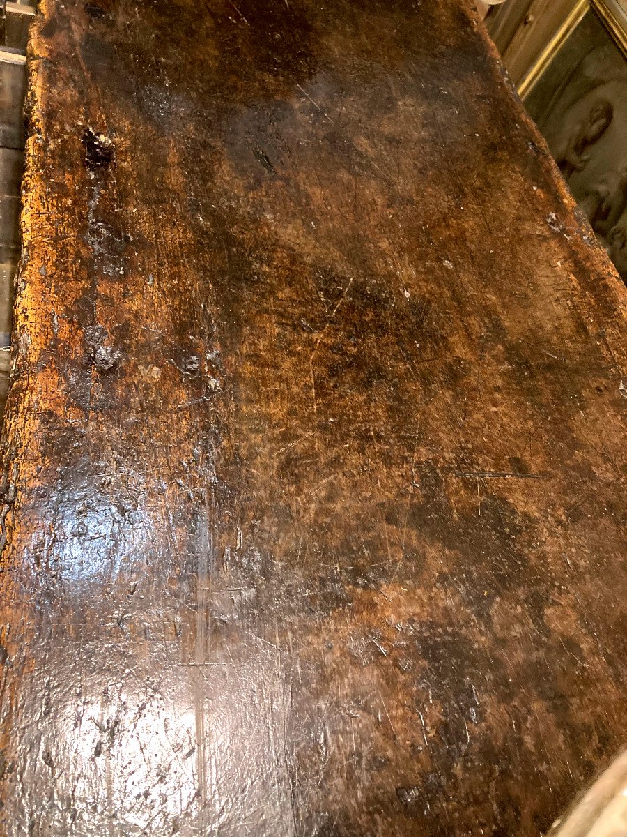 Importante Table En Chêne -plateau Monoxyle - XVIIème -photo-5