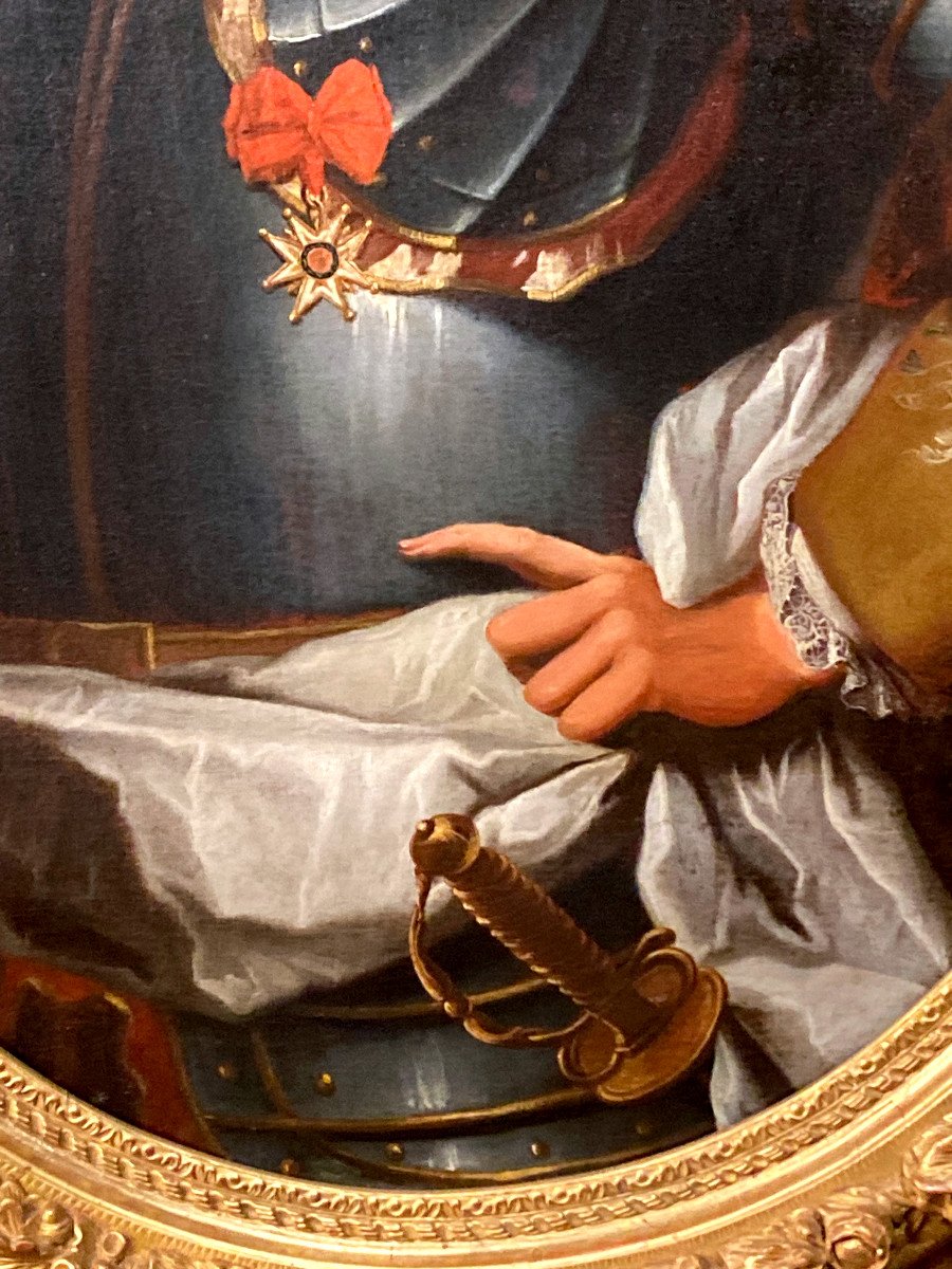 Important Portrait de Gentilhomme en Cuirasse à vue Ovale - Louis XIV-photo-1