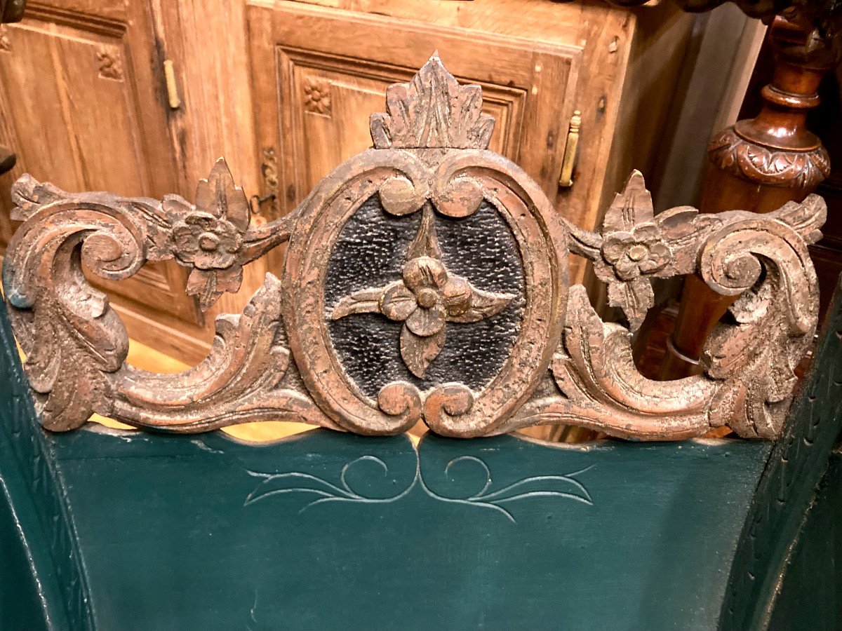 Child's Sleigh In Polychrome Carved Wood - Tyrol 19th-photo-4