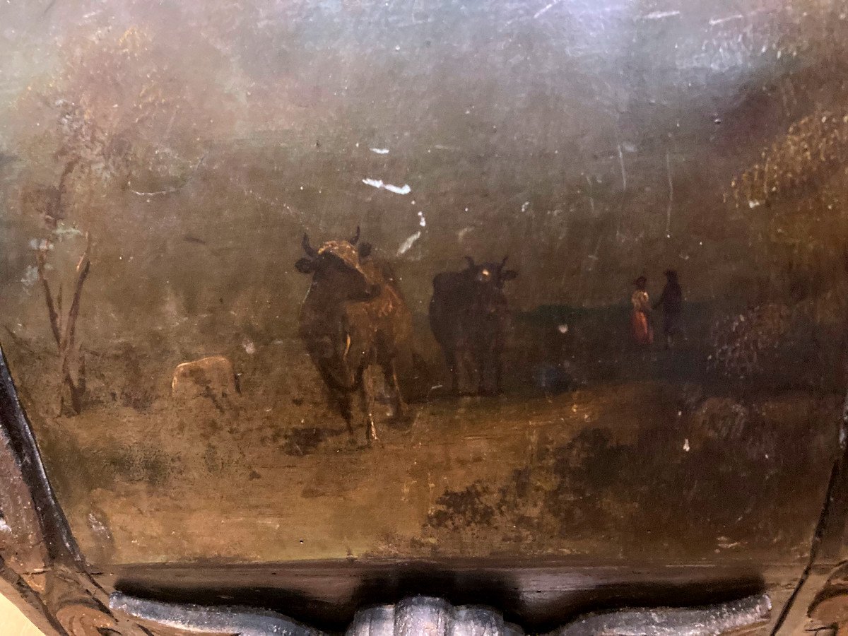Child's Sleigh In Polychrome Carved Wood - Tyrol 19th-photo-1