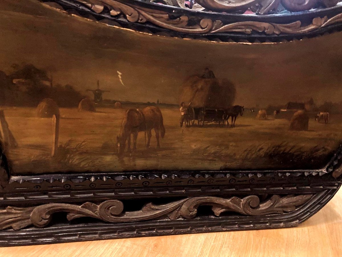 Child's Sleigh In Polychrome Carved Wood - Tyrol 19th-photo-2