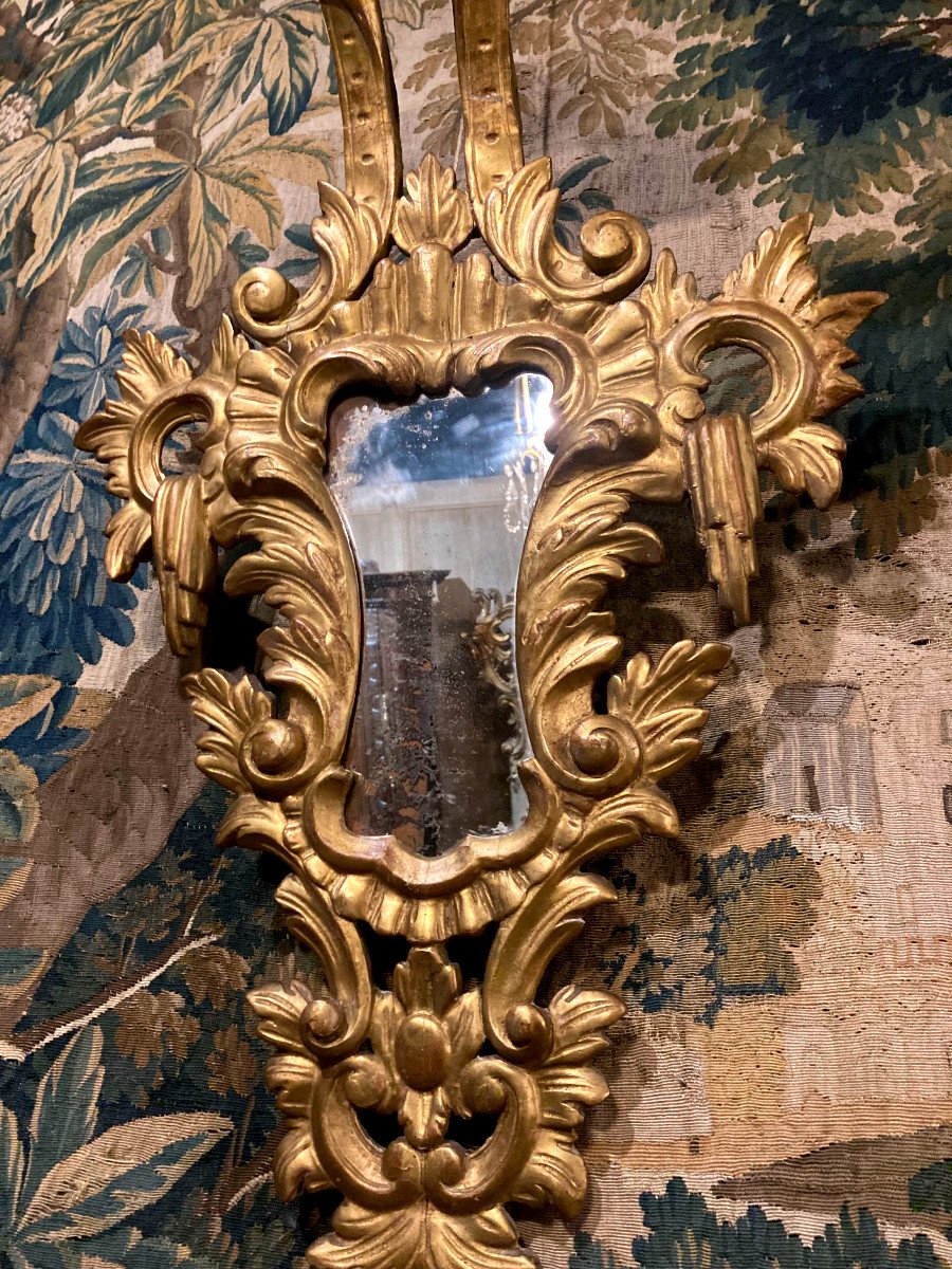 Important Pair Of Baroque Period Mirrors In Carved Wood - Italy 18th Century-photo-2