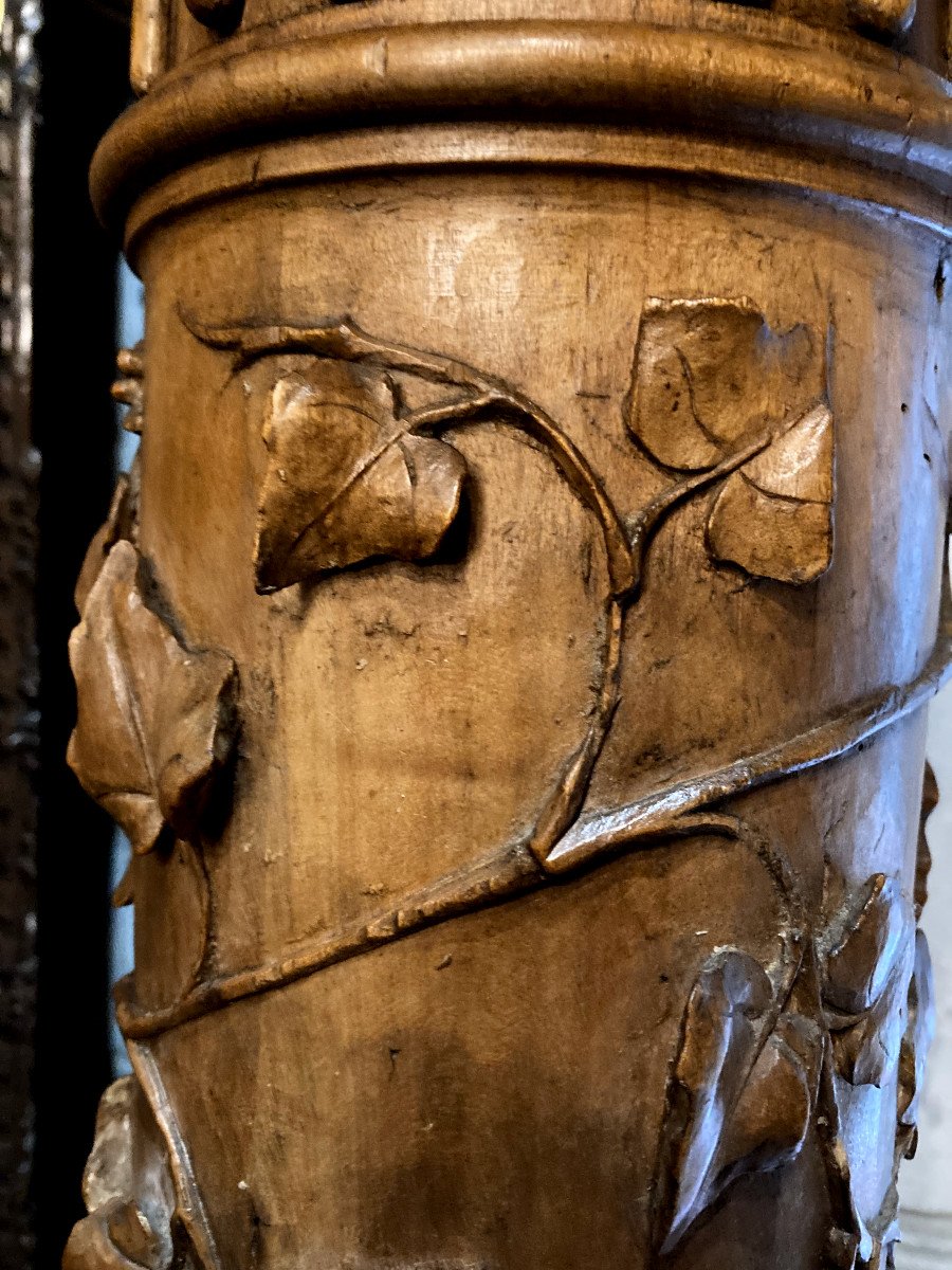 Importante Paire De Colonnes En Noyer -Epoque Néoclassique-photo-2