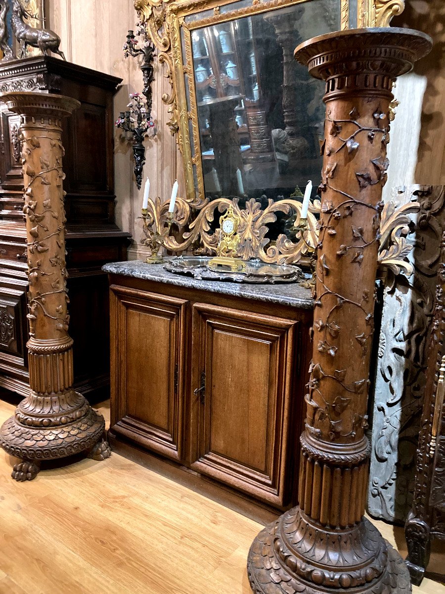 Importante Paire De Colonnes En Noyer -Epoque Néoclassique-photo-7
