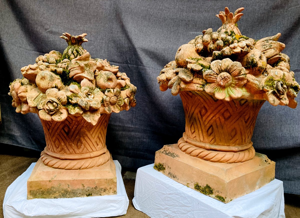 Remarkable Terracotta Ornaments - Virebent Factory - 19th Century
