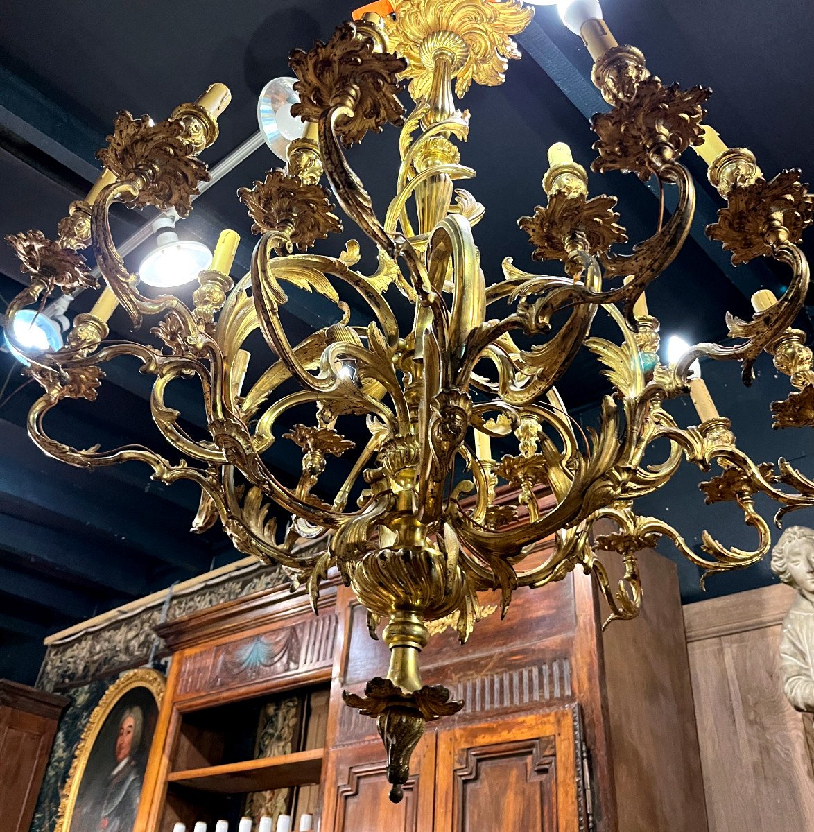 Important Lustre En Bronze Doré -epoque Naploléon III-photo-3