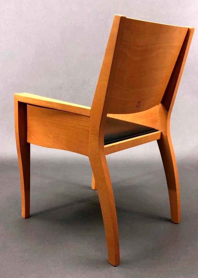 Matthew Hilton - Series Of Pearwood And Leather Chairs - 20th Century.-photo-3