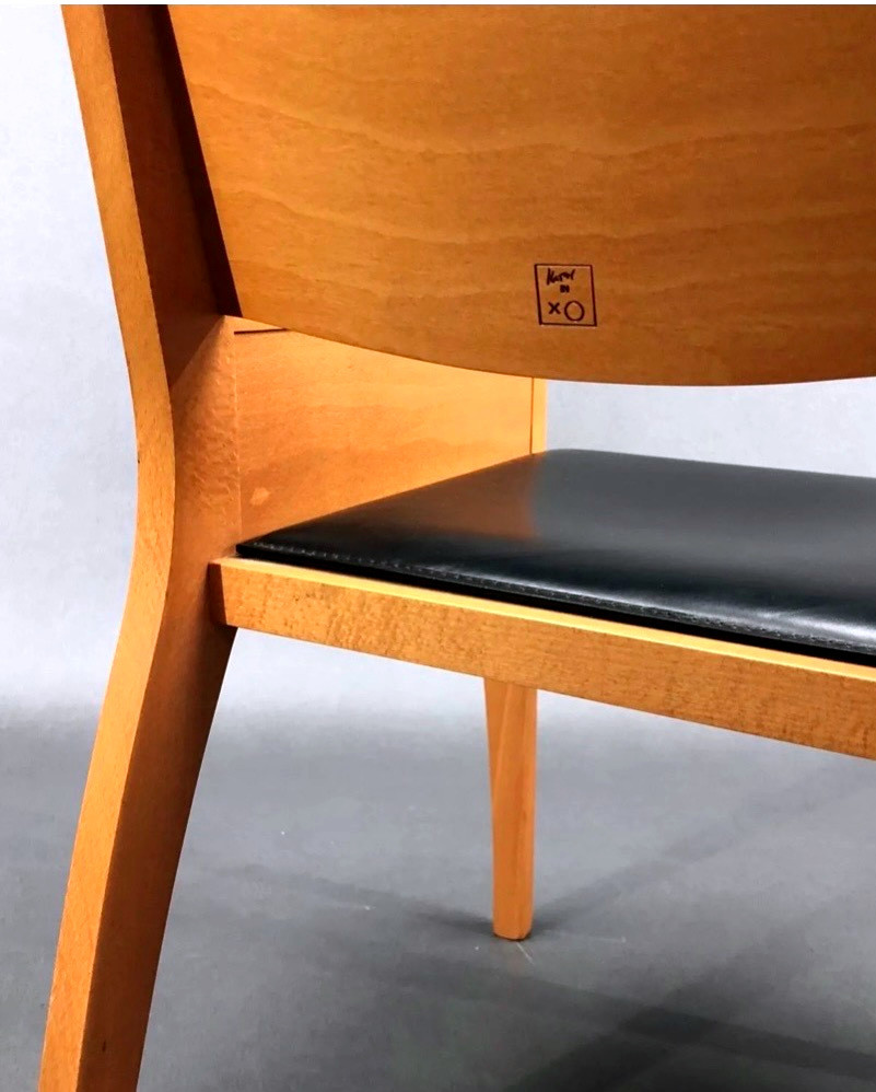 Matthew Hilton - Series Of Pearwood And Leather Chairs - 20th Century.-photo-4