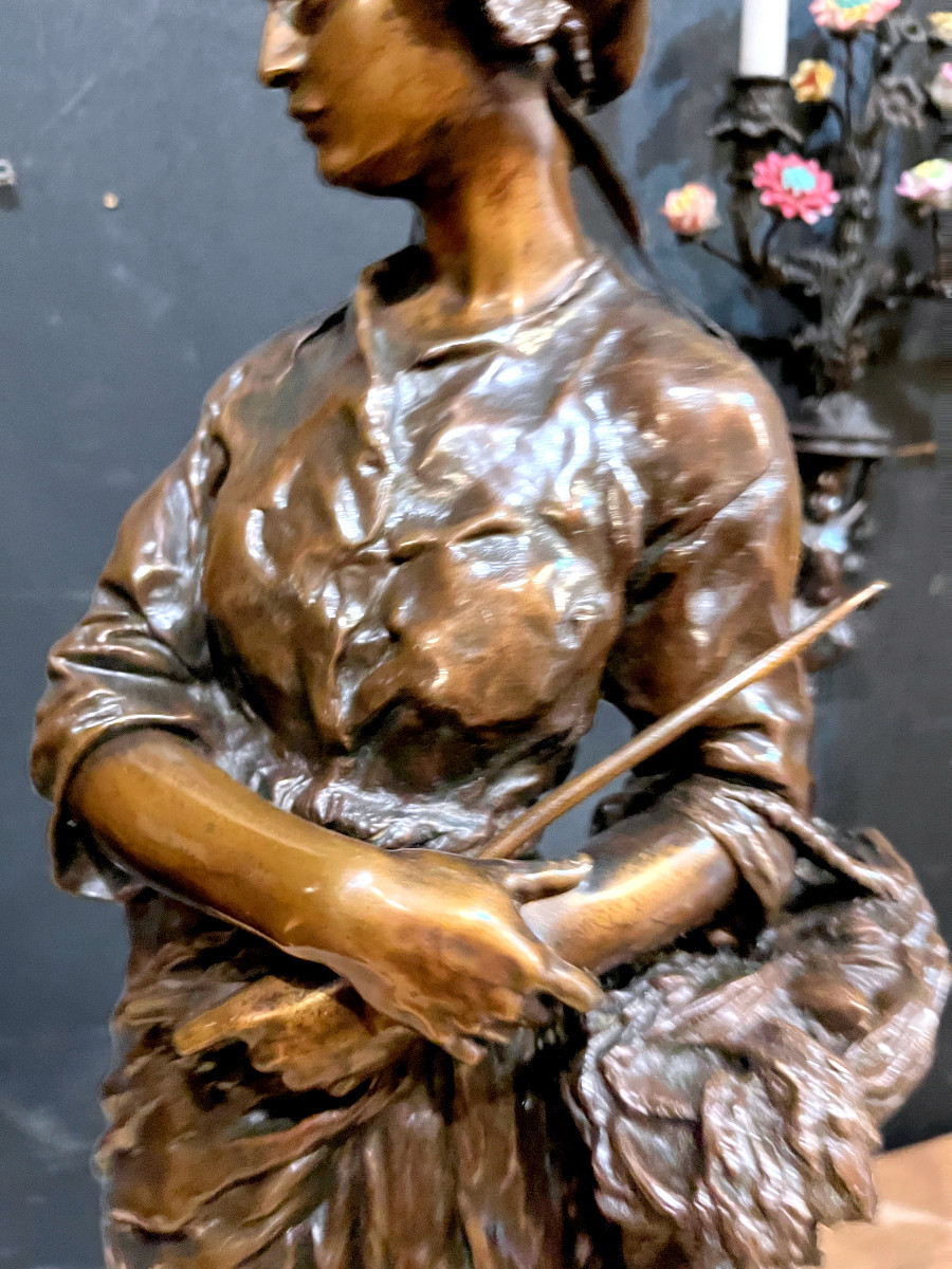 Jb Carpeaux - Puys Or The Fisherwoman Of Vignots - Bronze With Brown Patina 1874-photo-3