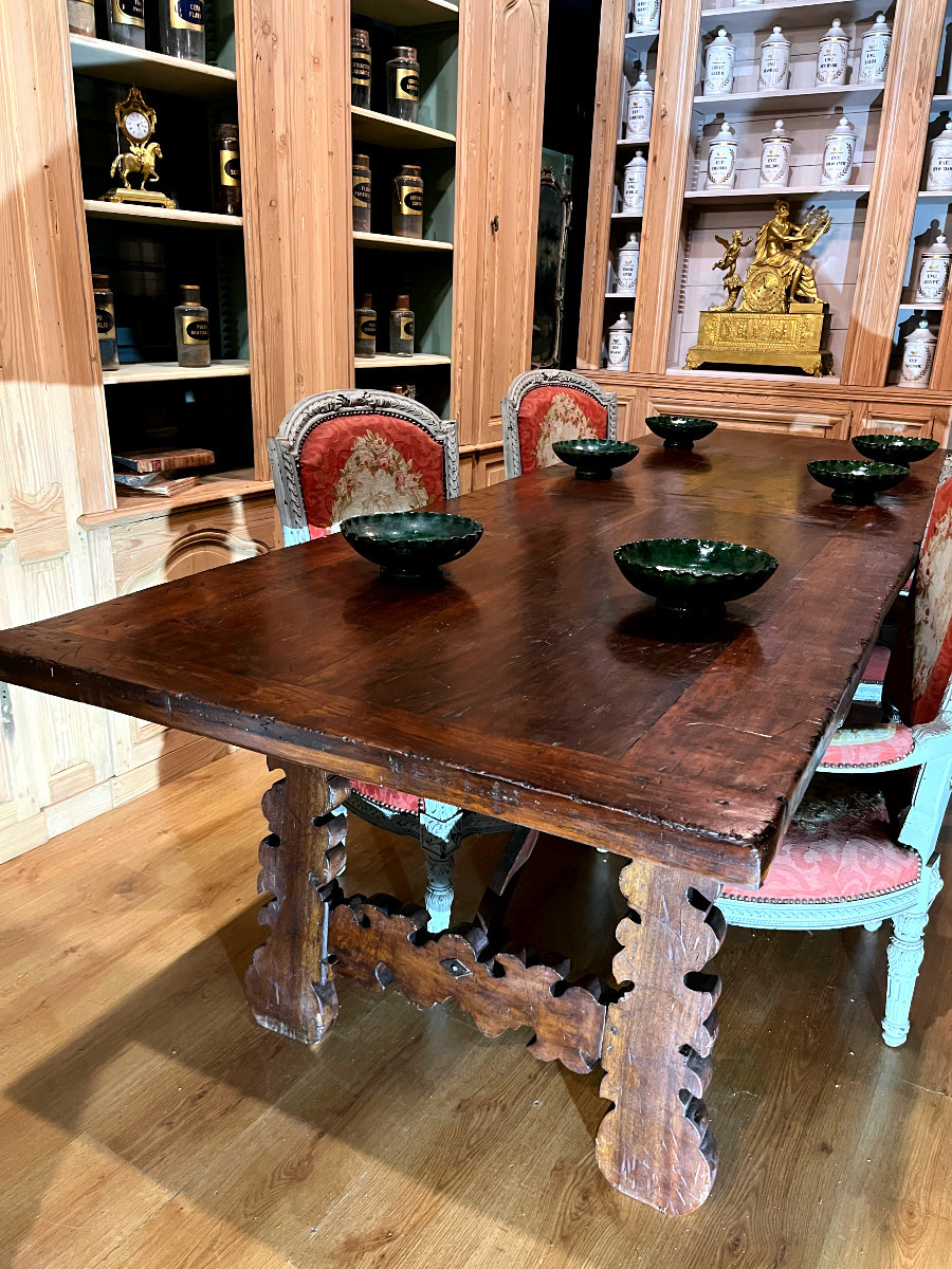  Table de Palais vénitienne à plateau parqueté - noyer - Italie XVIIIème-photo-3