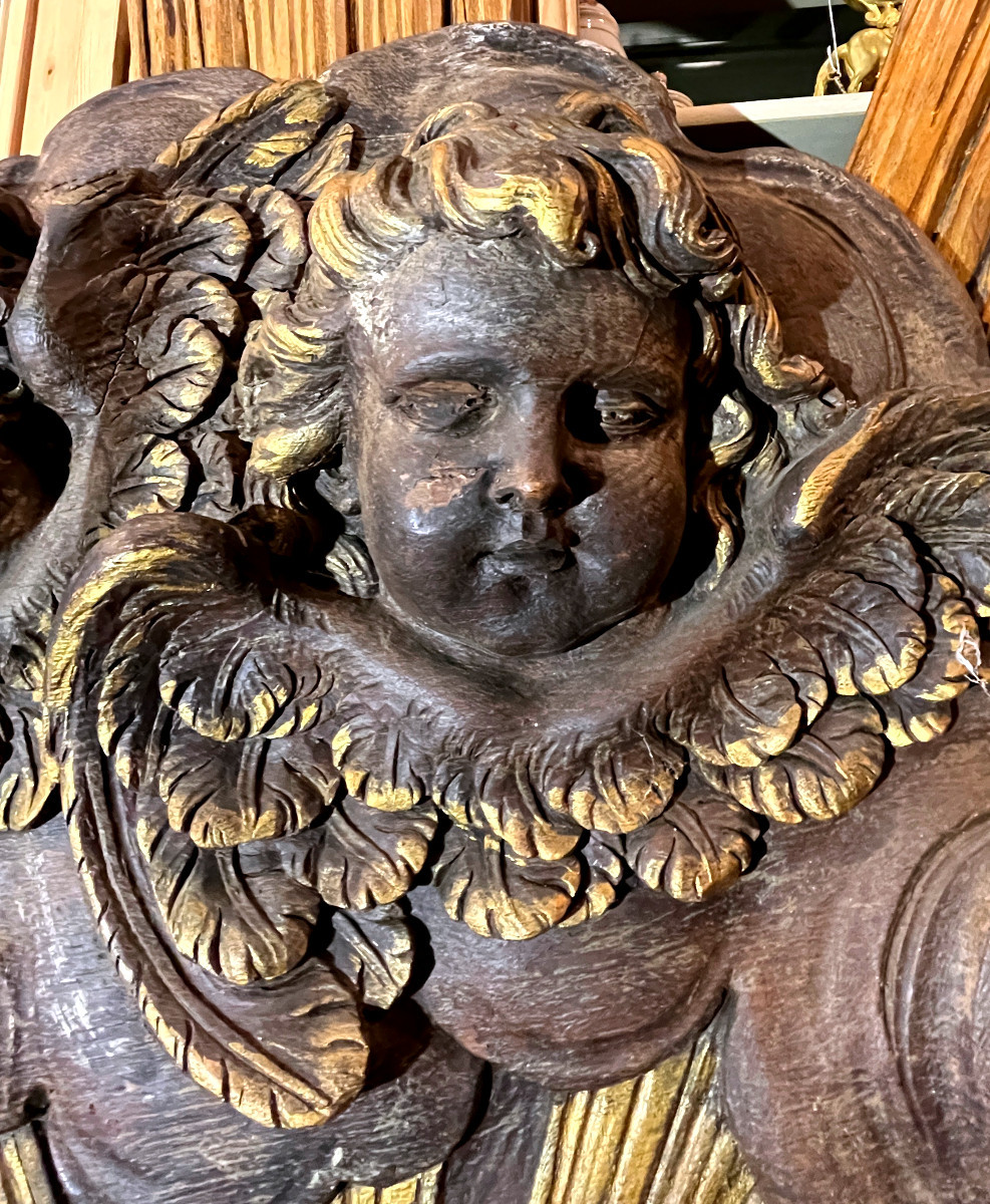 Important  Glory In Carved And Gilded Oak - Italy, 17th Century-photo-4