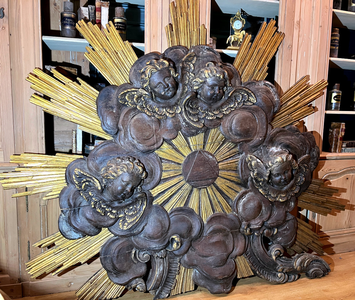 Important  Glory In Carved And Gilded Oak - Italy, 17th Century-photo-7