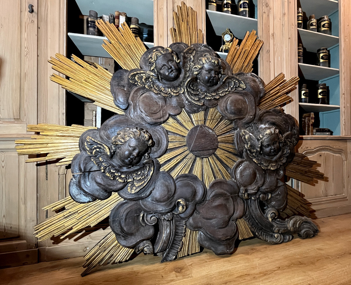 Important  Glory In Carved And Gilded Oak - Italy, 17th Century-photo-8