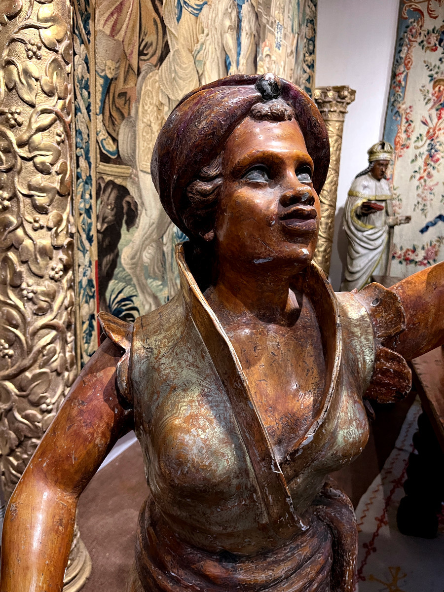 Pair Of Nubian Torchères In Molded Wood - Italy, 18th Century-photo-3