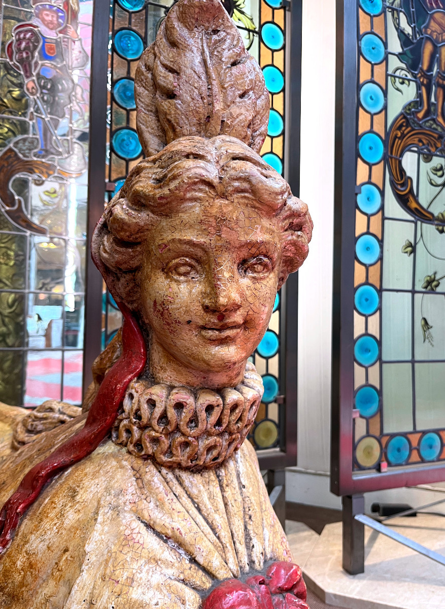 Paire de Sphinx  en terre cuite polychrome - XIXème. -photo-3