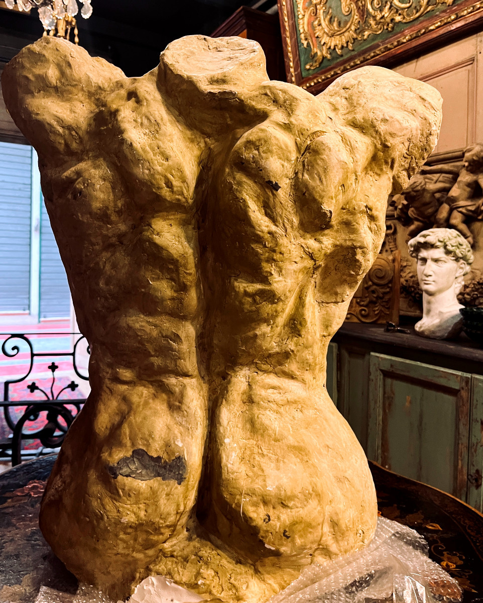 Sculpture - torse d'homme dans le goût de la grèce Antique - 20ème Siècle-photo-3