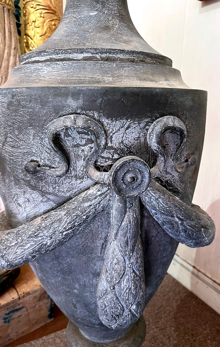 Importante suite de trois pots-à -feux en zinc - XIXeme siècle-photo-4