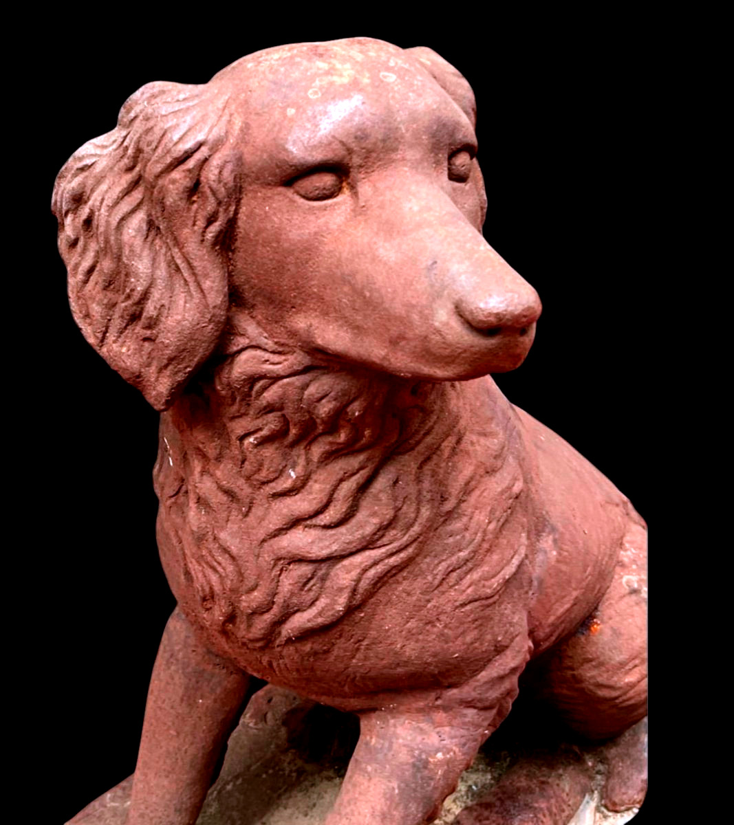Sculptures animalières en fonte- Paire de chiens Golden Retrievers Epoque 1900-photo-3