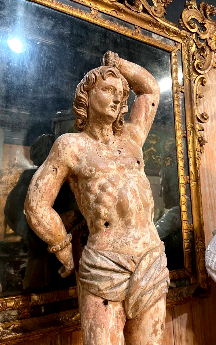 Saint Sébastien flandres XVIIe bois tilleul sculpte -photo-4