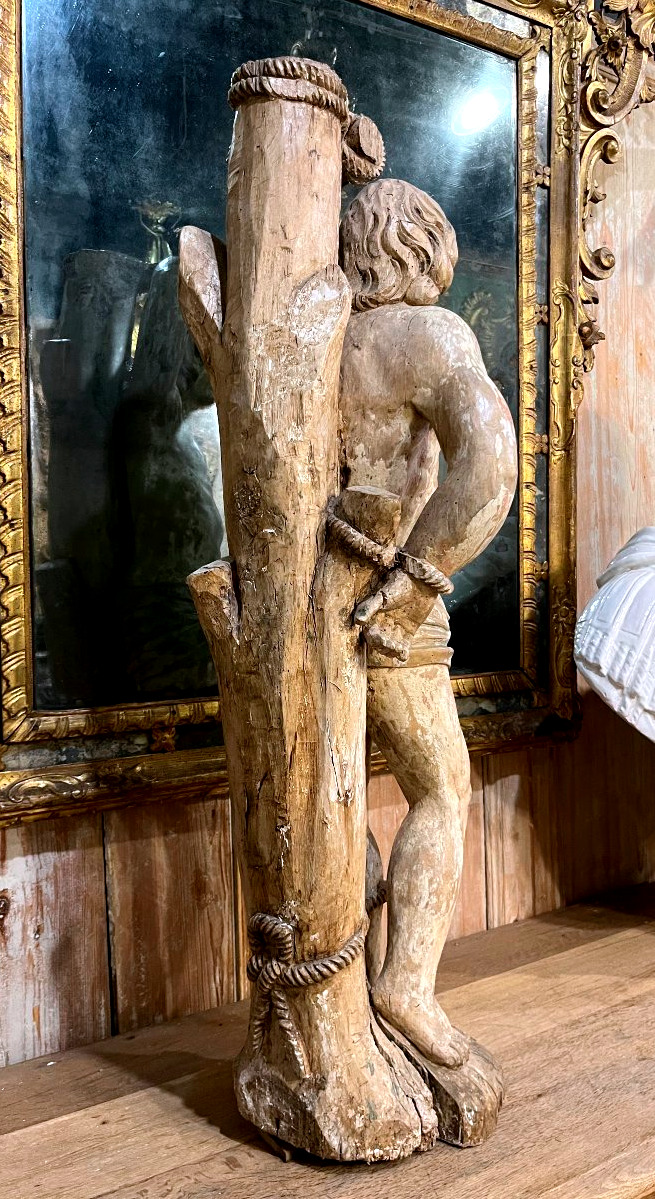 Saint Sébastien flandres XVIIe bois tilleul sculpte -photo-5
