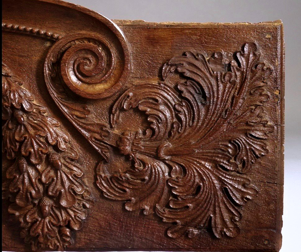Important Carved Oak Pediment—louis XVI—18th Century-photo-3