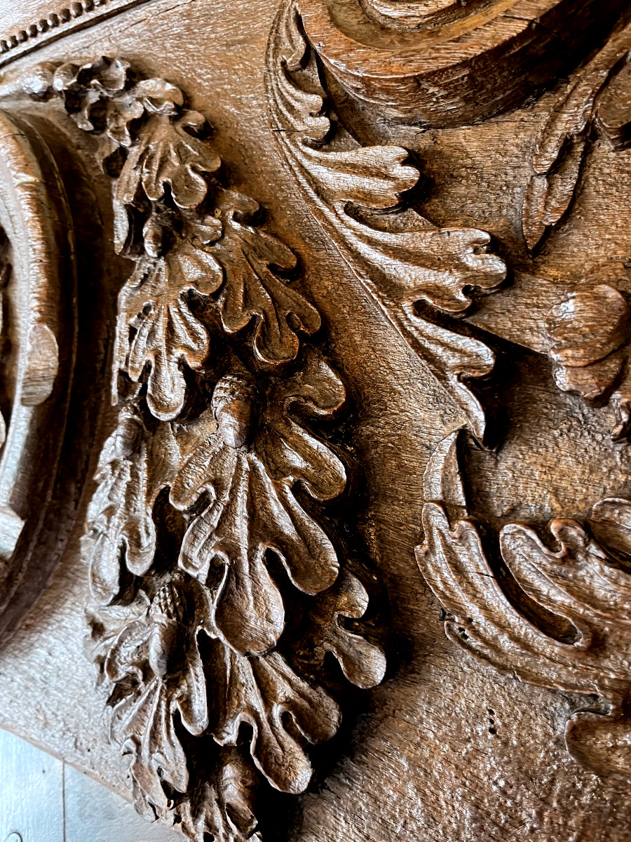 Important Carved Oak Pediment—louis XVI—18th Century-photo-4