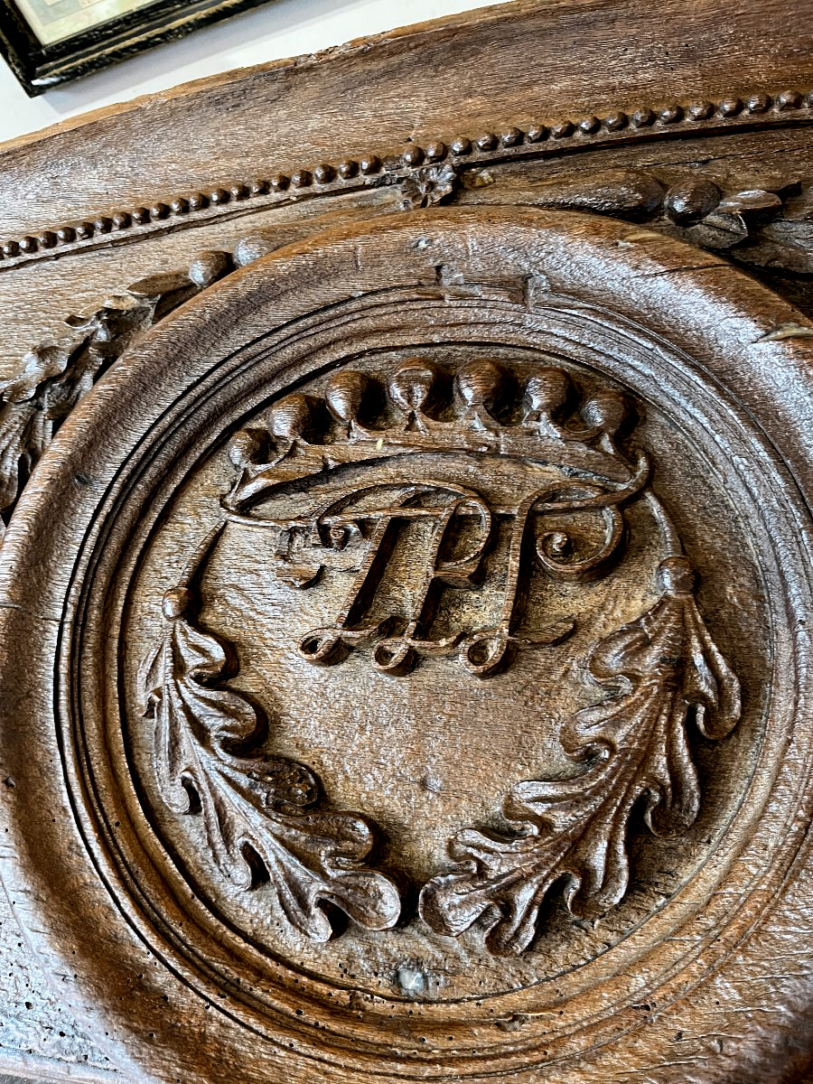Important Carved Oak Pediment—louis XVI—18th Century-photo-1