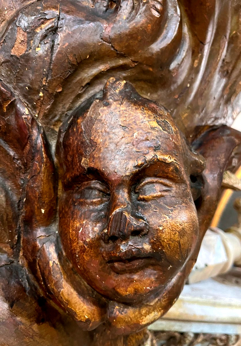 Importante Gloire en chêne sculpté et polychrome - Louis XIV - Italie XVIIème-photo-1