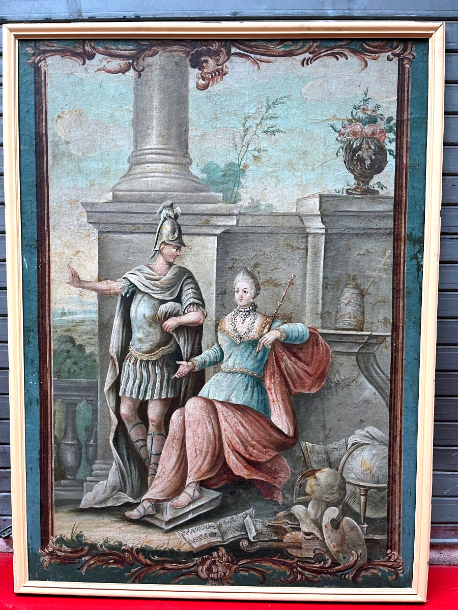 Important ensemble de quatre huiles sur toile -Ecole française XVIIIÈME-photo-2