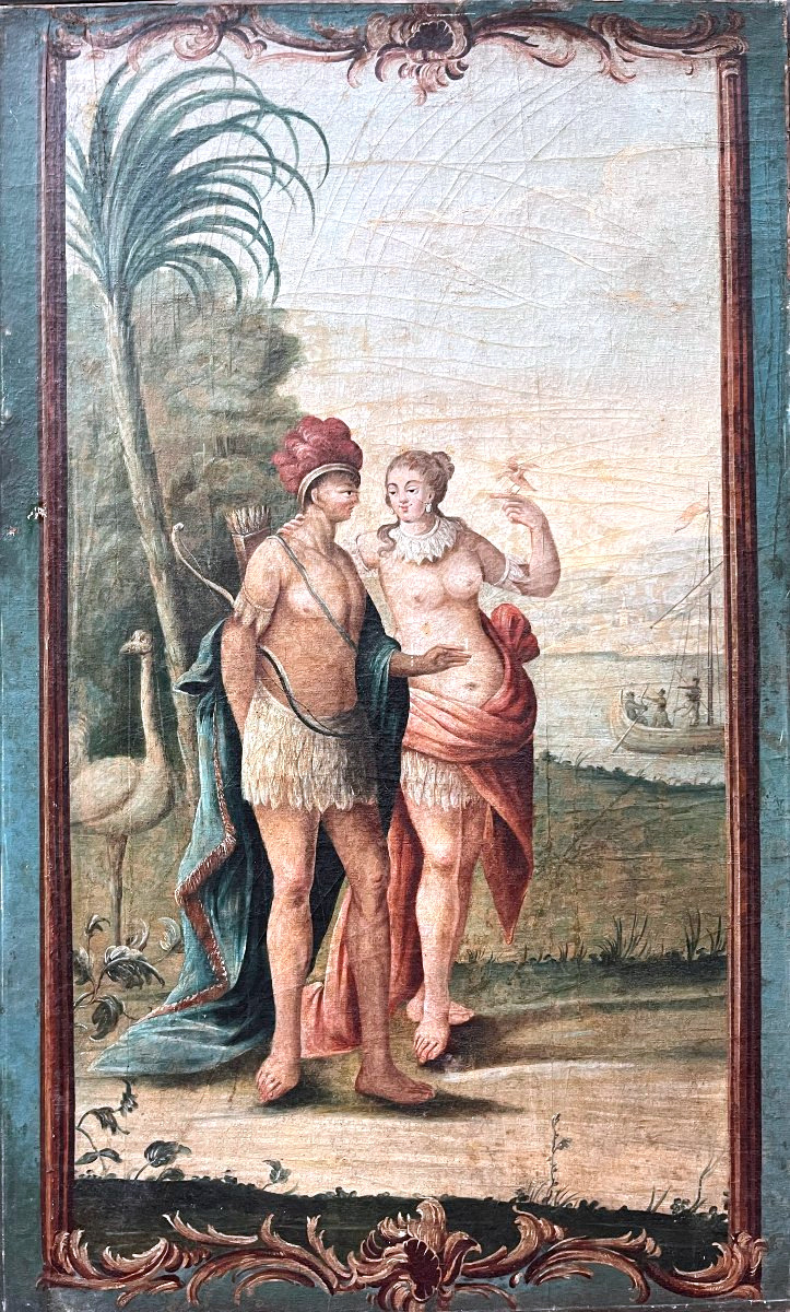 Important ensemble de quatre huiles sur toile -Ecole française XVIIIÈME-photo-2