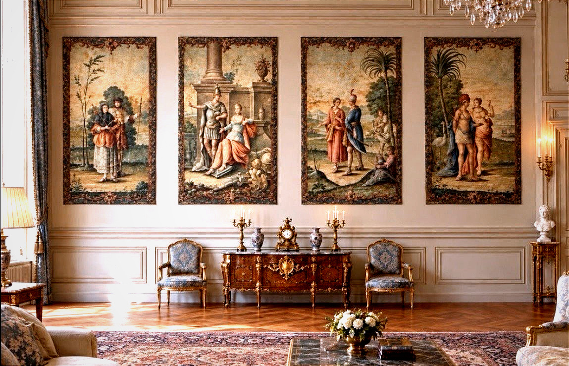 Important ensemble de quatre huiles sur toile -Ecole française XVIIIÈME-photo-5