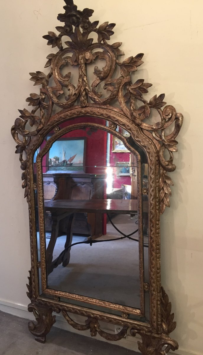 Important Mirror In Carved Wood - Italy XVIII.-photo-2