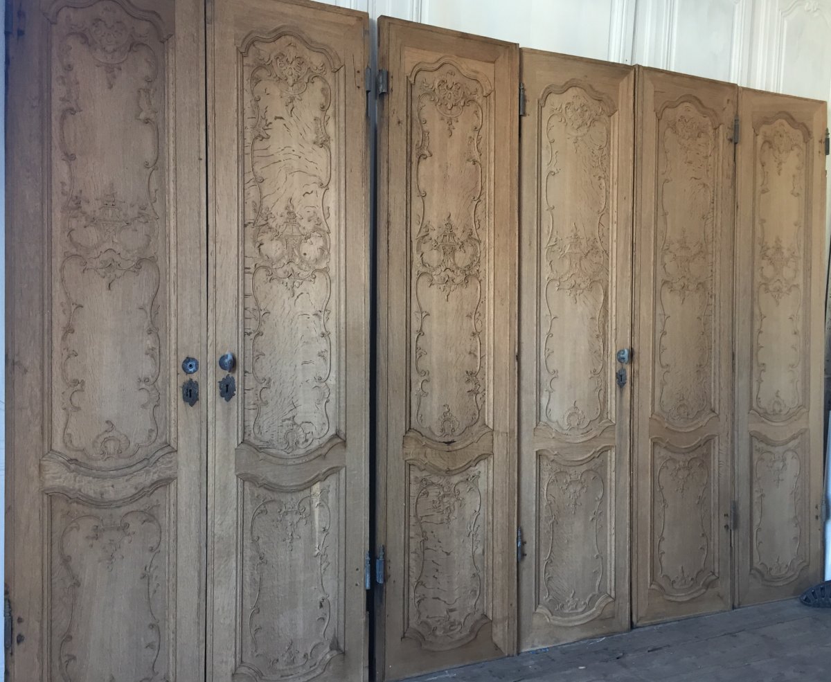 Importante Suite De Trois Paires De Portes En Chêne - XVIIIème-photo-2