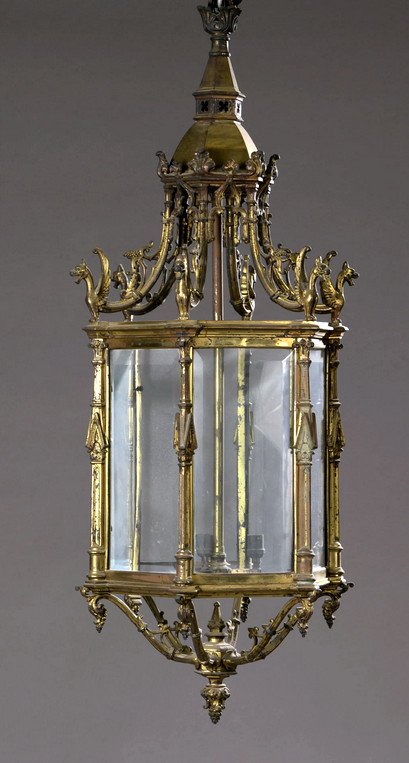 Important Bronze Lantern - Neo-gothic Style Mid XIXth.