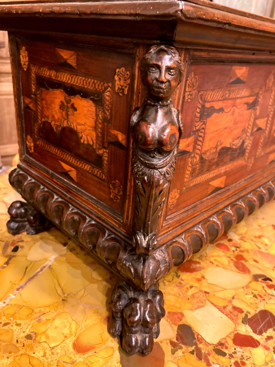 Coffre Dit Cassone En Noyer - Renaissance-photo-2