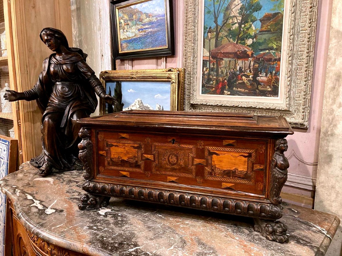 Coffre Dit Cassone En Noyer - Renaissance-photo-6