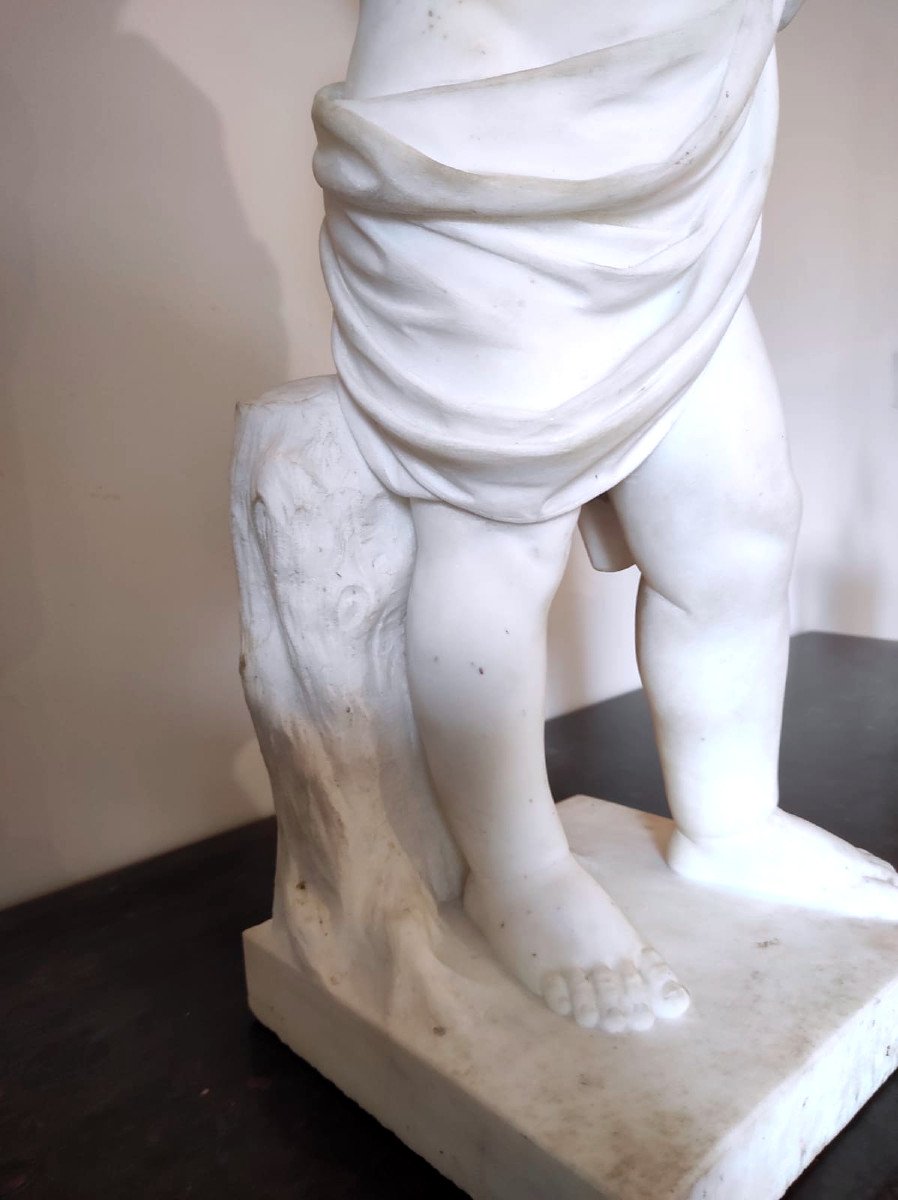 Important White Marble Sculpture - The Childhood Of Bacchus-photo-3