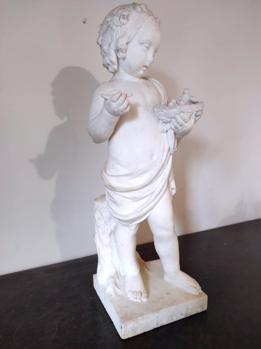 Important White Marble Sculpture - The Childhood Of Bacchus