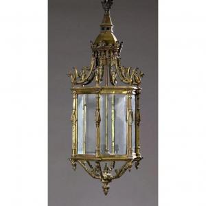 Importante lanterne en bronze - Style Néo-gothique Milieu XIXème.