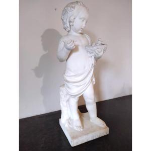 Important White Marble Sculpture - The Childhood Of Bacchus