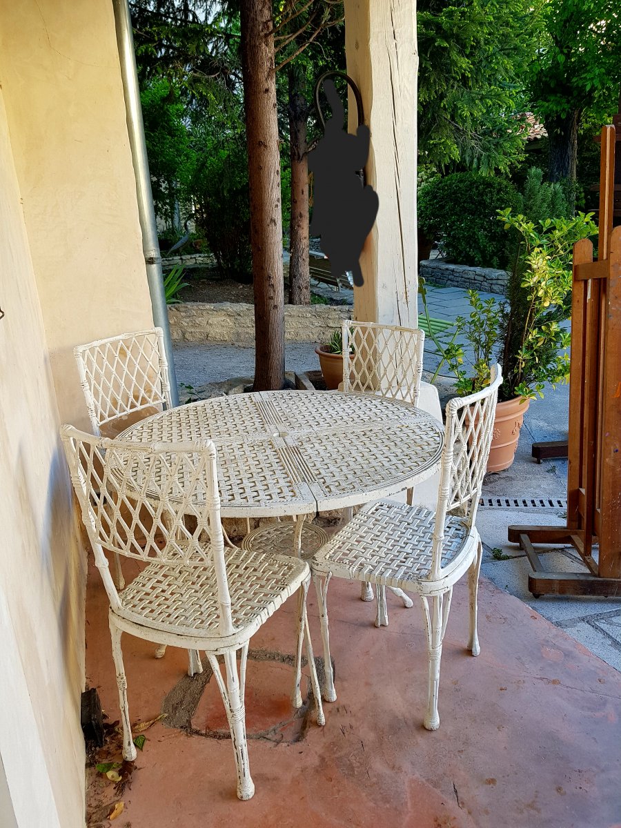 Salon de jardin en fer décor  Bambou