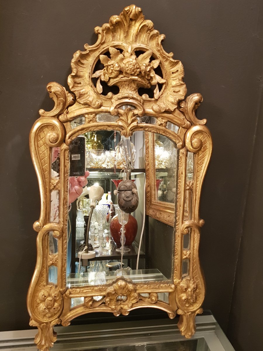 Miroir Parclose bois doré Style Louis XV-photo-3