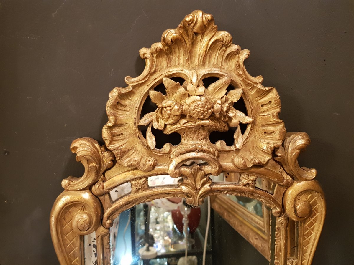 Miroir Parclose bois doré Style Louis XV-photo-2