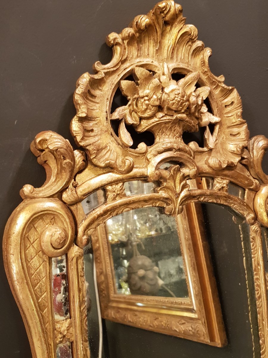 Miroir Parclose bois doré Style Louis XV-photo-3