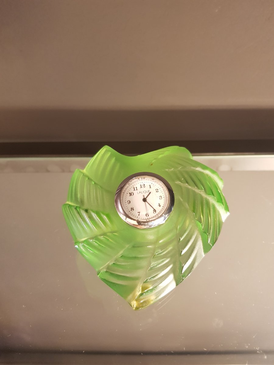  Clock Watch Paperweight Signed Lalique France-photo-2