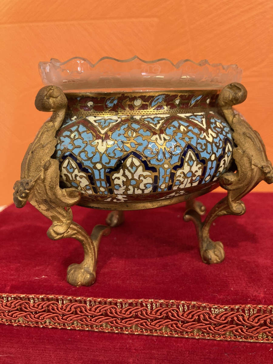 Jardinière bronze cloisonné -photo-3